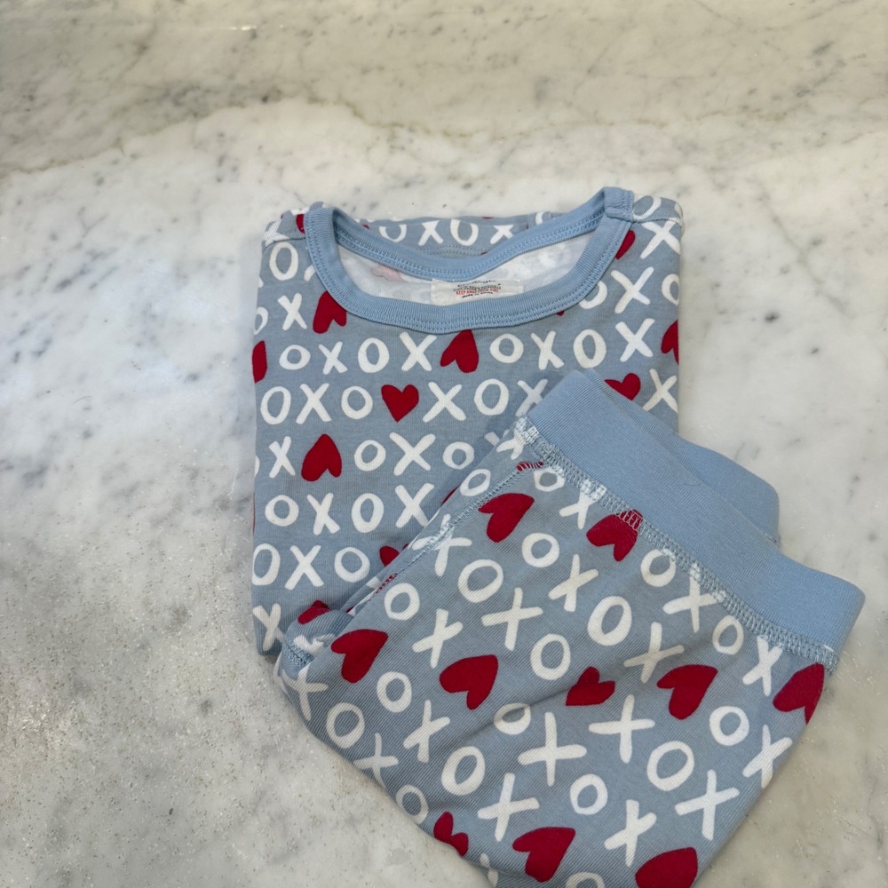 Crewcuts Pajama‎ Set Long Sleeve XOXO Hearts Blue Size 7